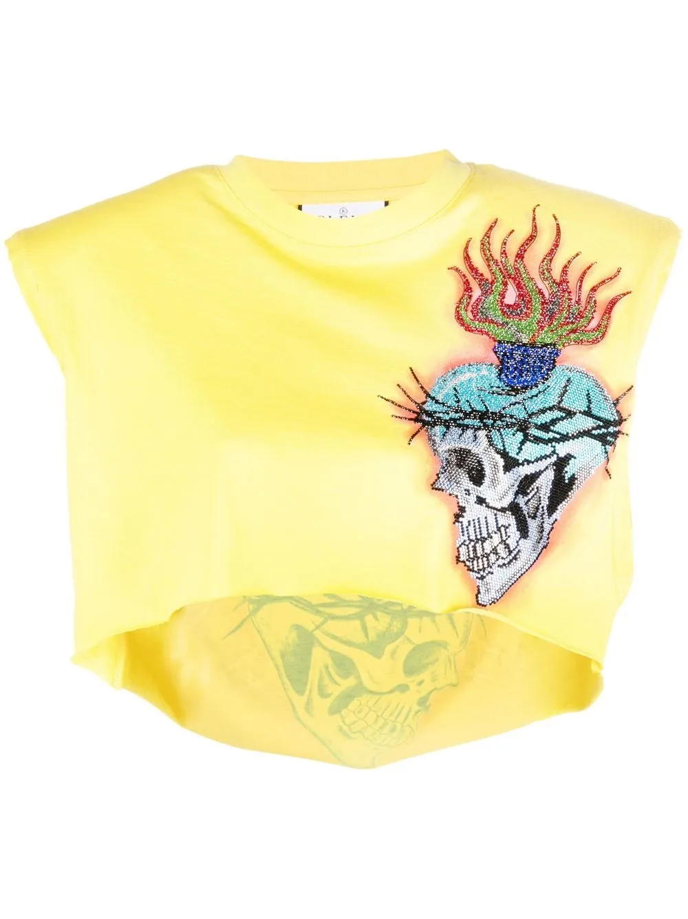 

Топ с объемными плечами и принтом Skull Philipp Plein, желтый