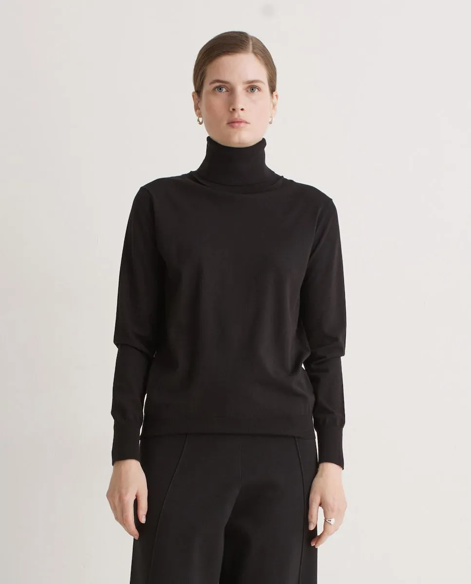 

Женский джемпер с длинными рукавами и воротником-стойкой Yerse, черный