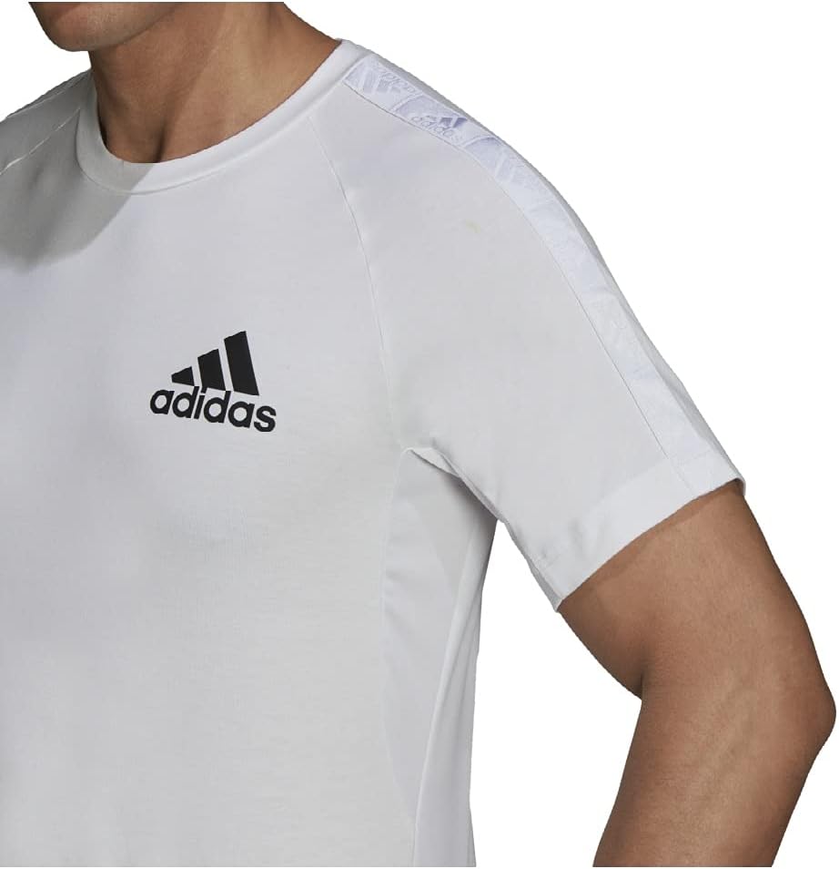 Мужская футболка adidas Aero Lady Designed to Move Sport Motion Logo с коротким рукавом (IYQ66), белый/черный — фото 4