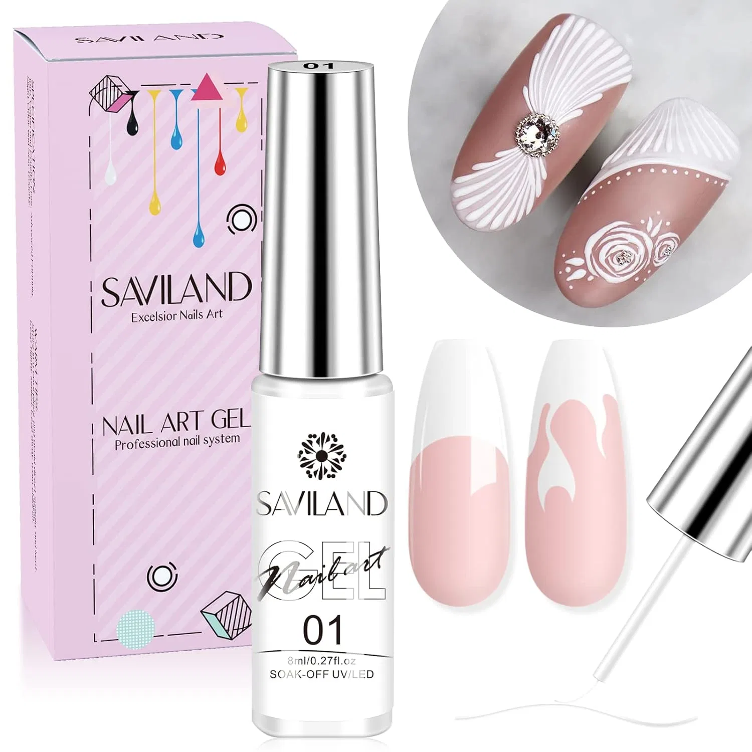 Гель-лак SAVILAND Painted Gel, 8 г, белый лайнер ‎Saviland