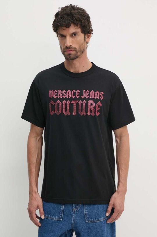 

Хлопковая футболка Versace Jeans Couture, черный