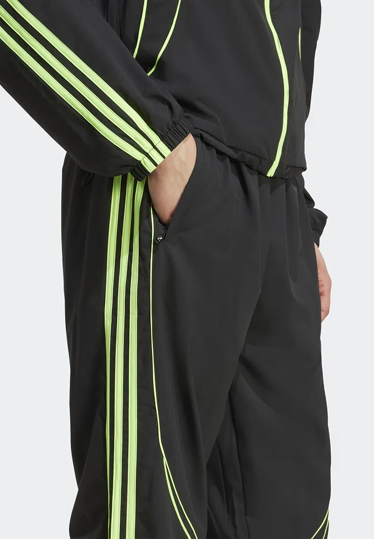 Тренировочные брюки, Adicolor Track, Teamgeist, Adidas, черный/зеленый — фото 4