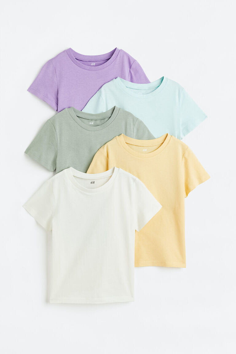 

5 пар хлопковых футболок H&M, бирюзовый, Зеленый, 5 пар хлопковых футболок H&M, бирюзовый