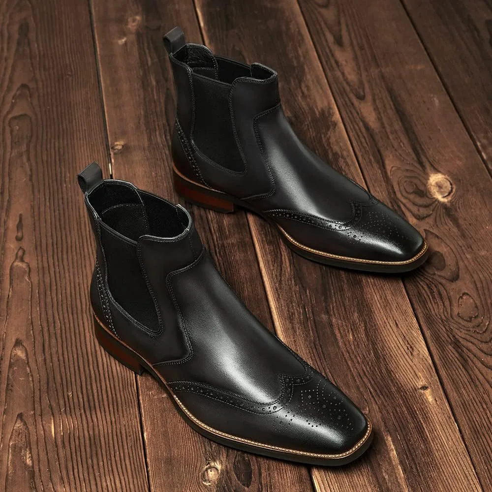 

Мужские ботинки челси из кожи, формальные ботинки Dockorio, черный