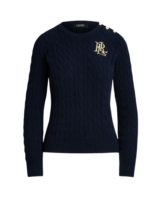 

Тонкий вязаный свитер с узором «косичка». Ralph Lauren, синий