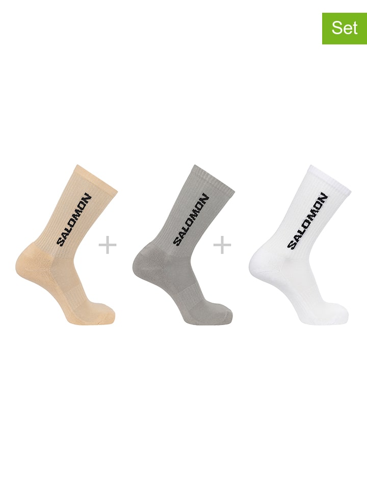 

SALOMON Набор из 3 пар: функциональные носки "Everyday Crew" бежевого, серого и белого цвета