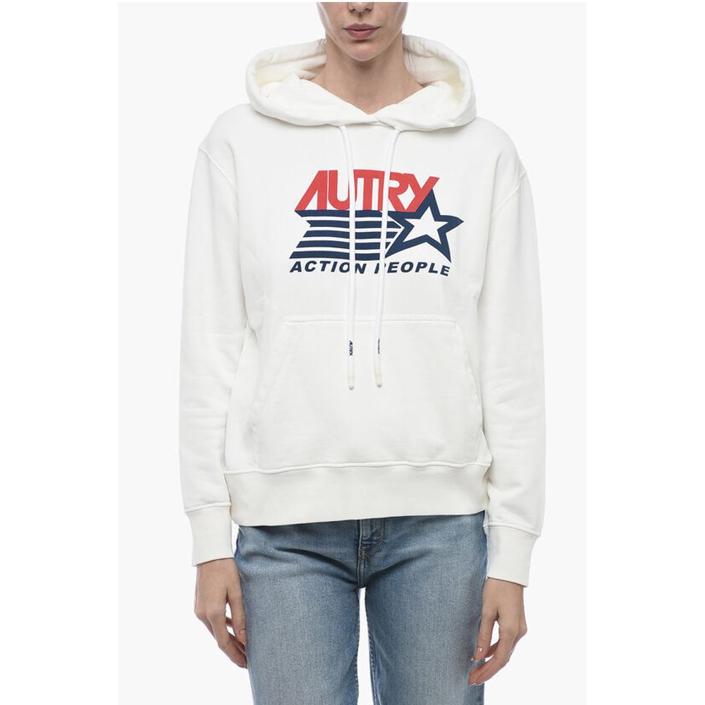 

Толстовка с капюшоном из матового хлопка с логотипом Autry, Beige