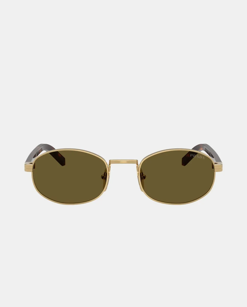 

Женские овальные металлические солнцезащитные очки с градиентными линзами Prada, золотой