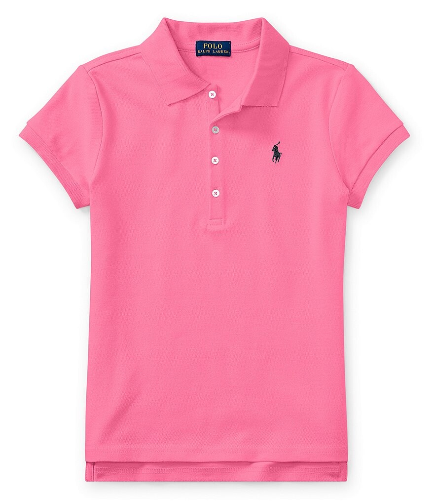 

Детская одежда Polo Ralph Lauren Сетчатая рубашка-поло с короткими рукавами для больших девочек 7–16 лет, розовый