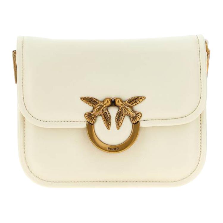 

PINKO Миниатюрная женская сумка через плечо из телячьей кожи белого цвета