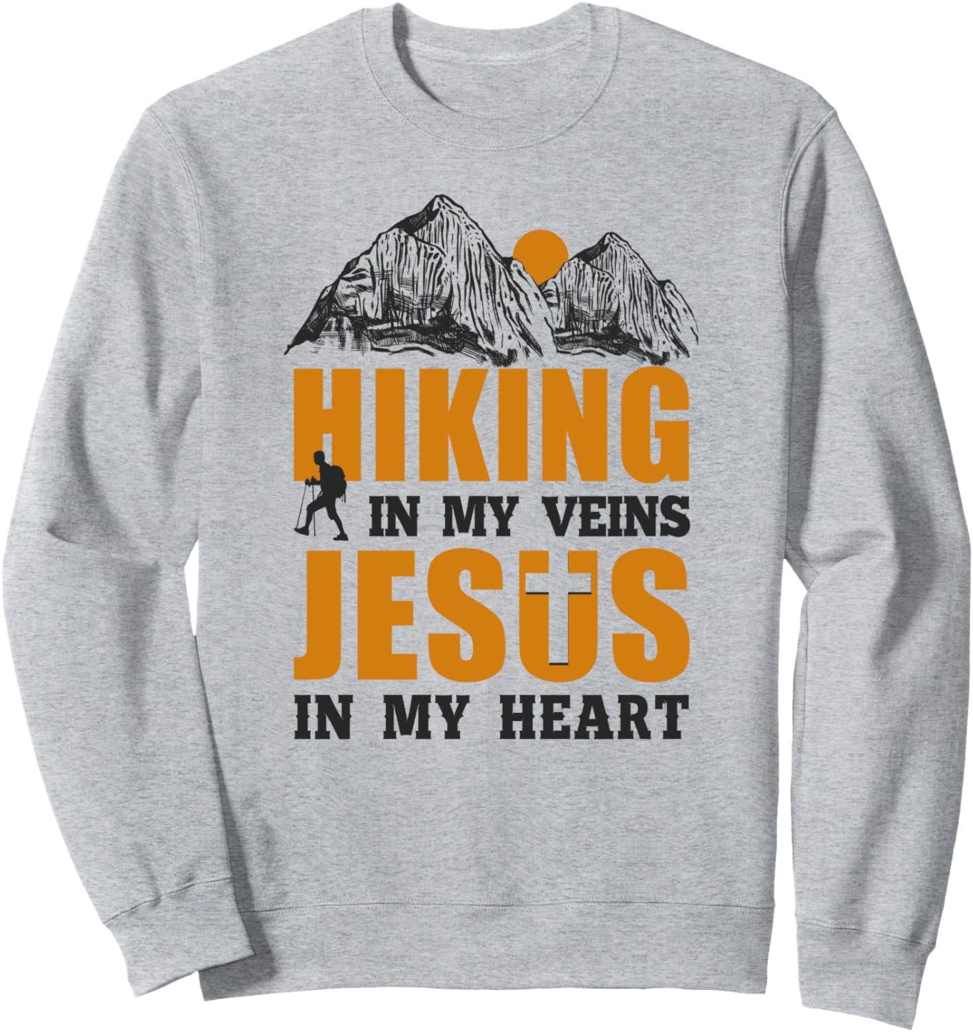 

Забавная толстовка с надписью Походы, В моих венах, Иисус в моем сердце, Вера Funny Hiking Meme Pun Quote Saying Wanderlust Hd0, серый