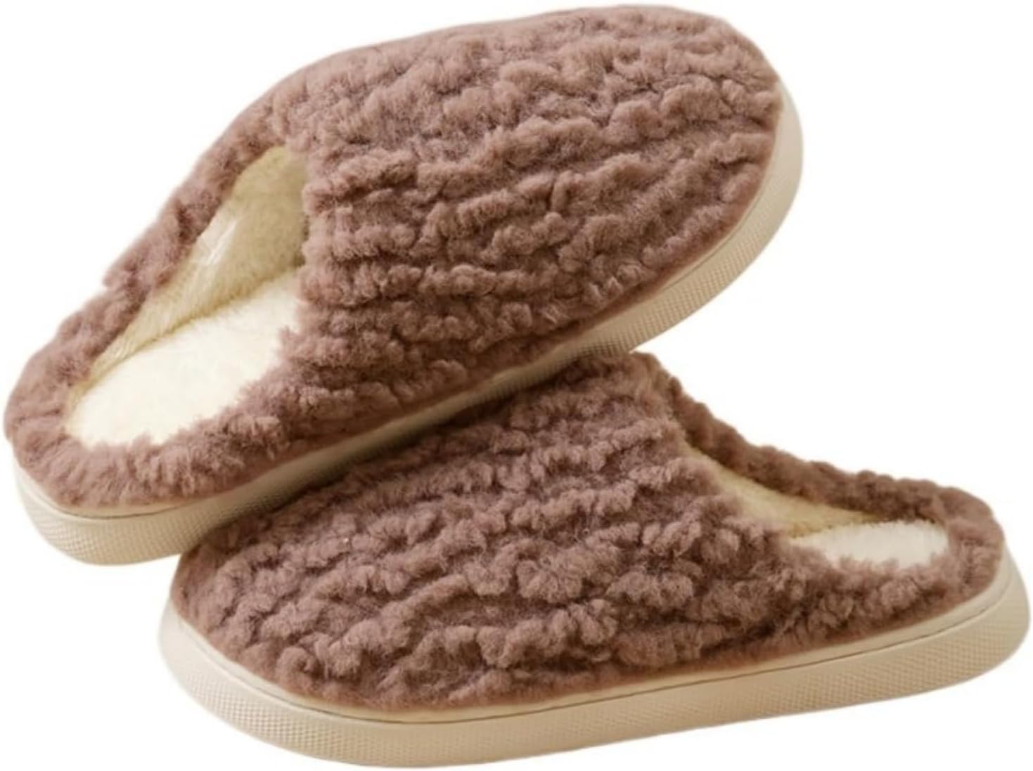 

Уютные женские тапочки на слипоны с мягким мехом, с эффектом памяти, пушистые, удобные и теплые, для дома на зиму, с флисовой подкладкой, для улицы и дома Kubbon, Coffee