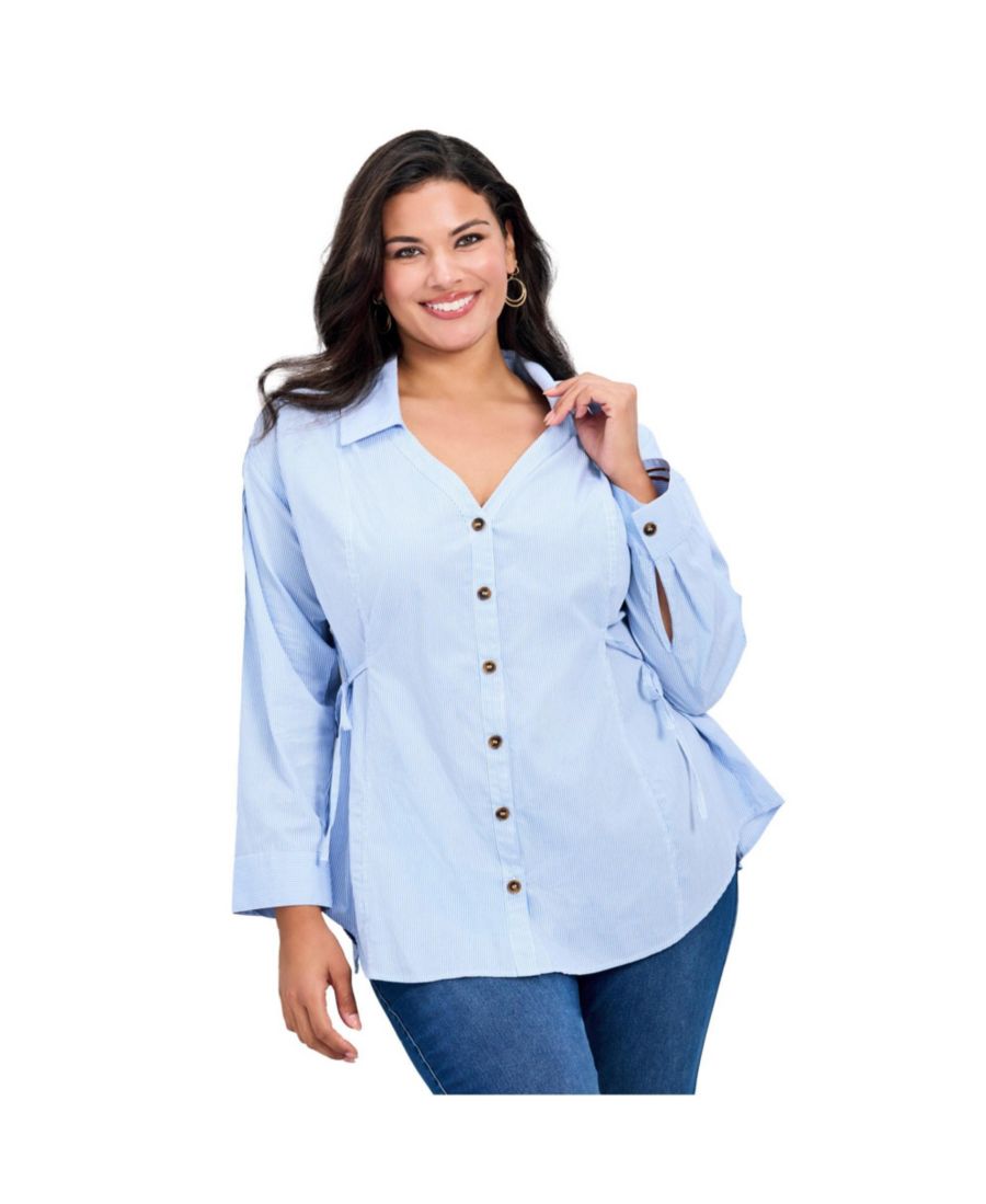 

Женская рубашка Ray Stripe Polpin с завязками AVENUE, Blue white