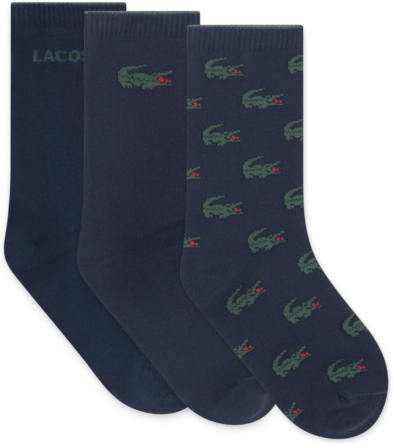 Упаковка из 3 пар трикотажных носков Lacoste для мальчиков на каждый день, Navy Blue Croc — фото 2