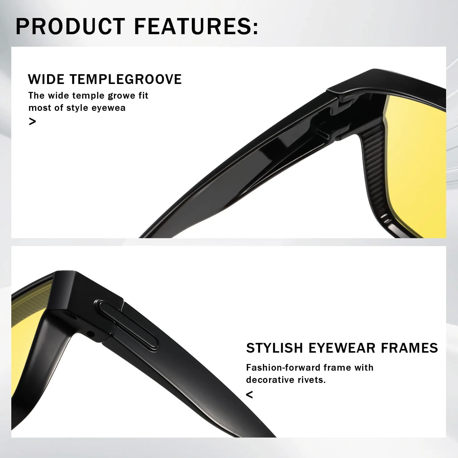 

Большие очки для вождения в темное время суток для женщин и мужчин. Модные квадратные поляризованные солнцезащитные очки с защитой от УФ-излучения Highyou, Black