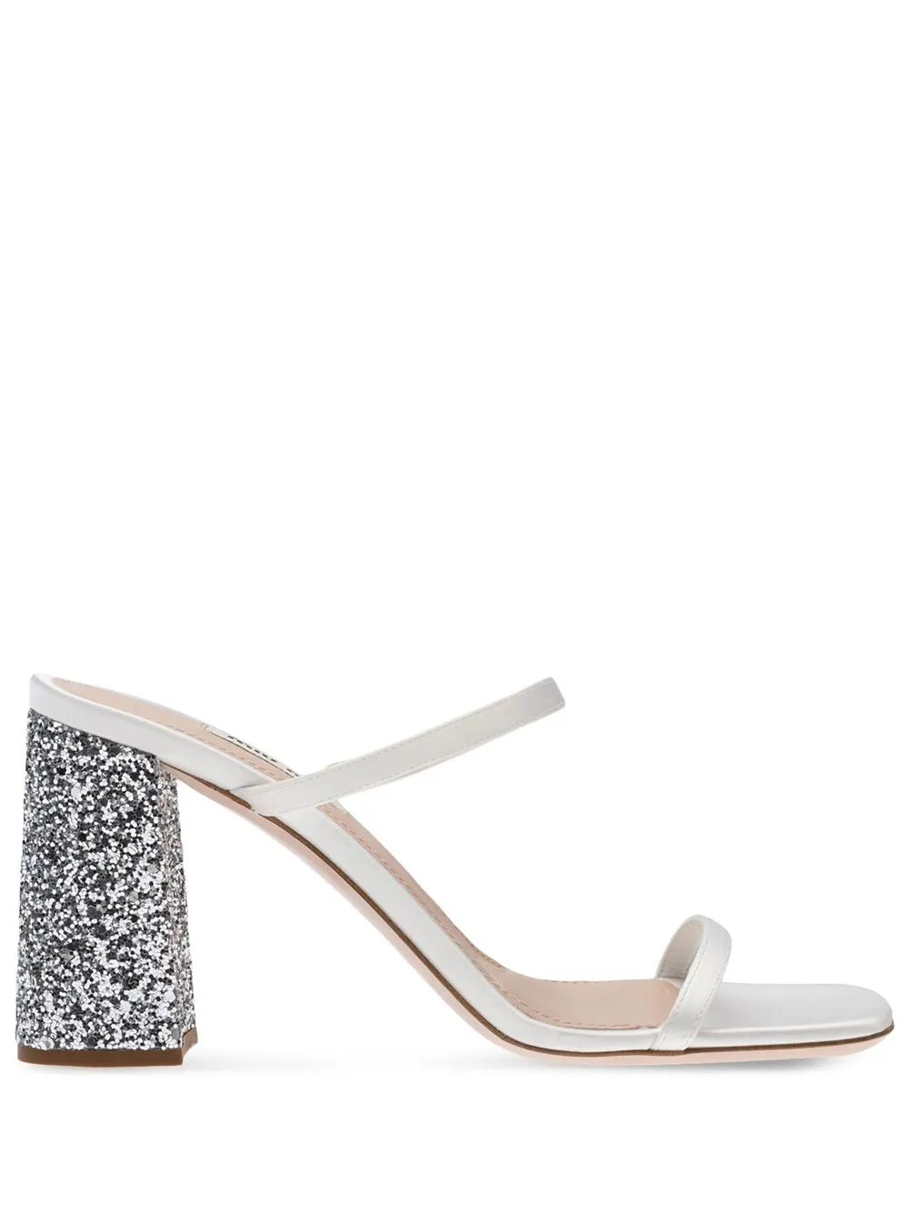 Мюли с блестками MIU MIU, белый