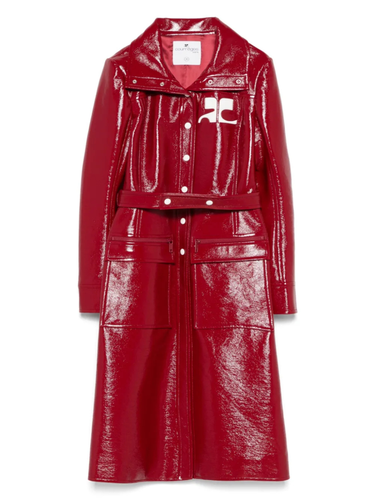 

Плащ из искусственной кожи с логотипом Courrèges, красный