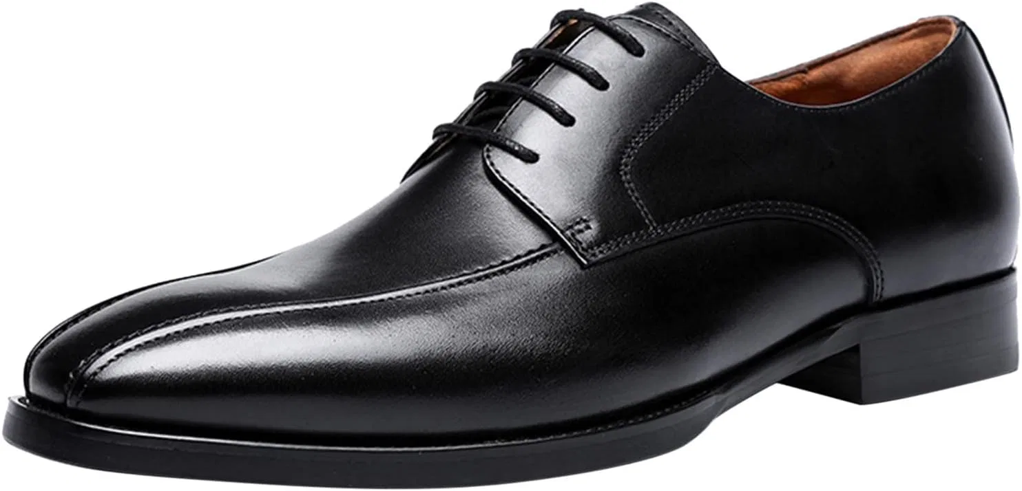 Мужские туфли Puffy Feet: классические деловые кожаные туфли, модные ретро-повседневные туфли на шнуровке, однотонные, повседневные мужские кожаные туфли, размер 12 Generic, Black