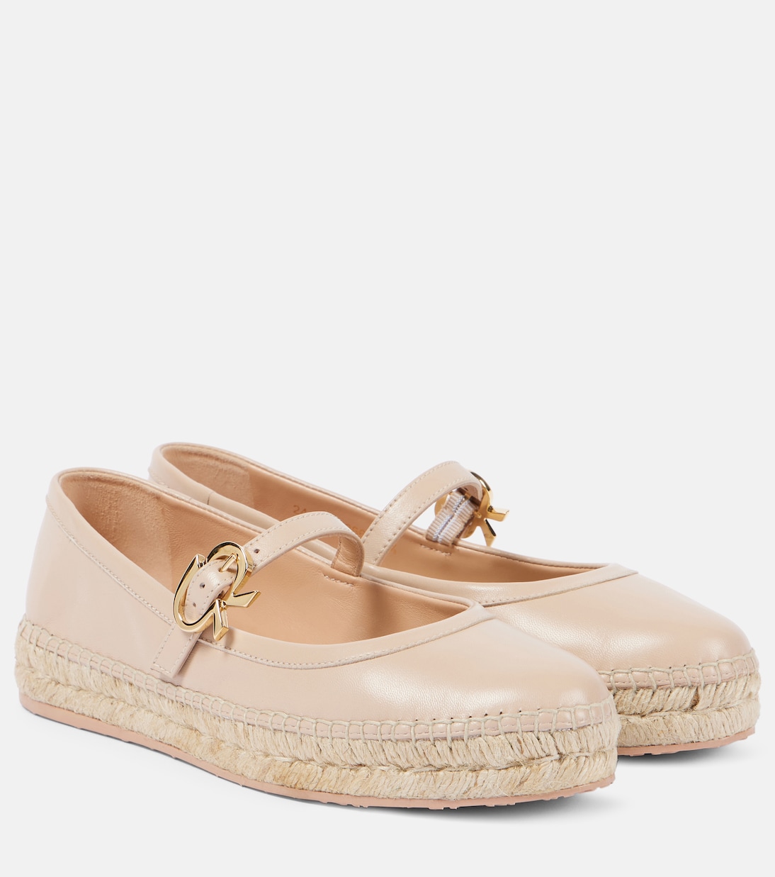 Эспадрильи из кожи и рафии Gianvito Rossi, Mousse