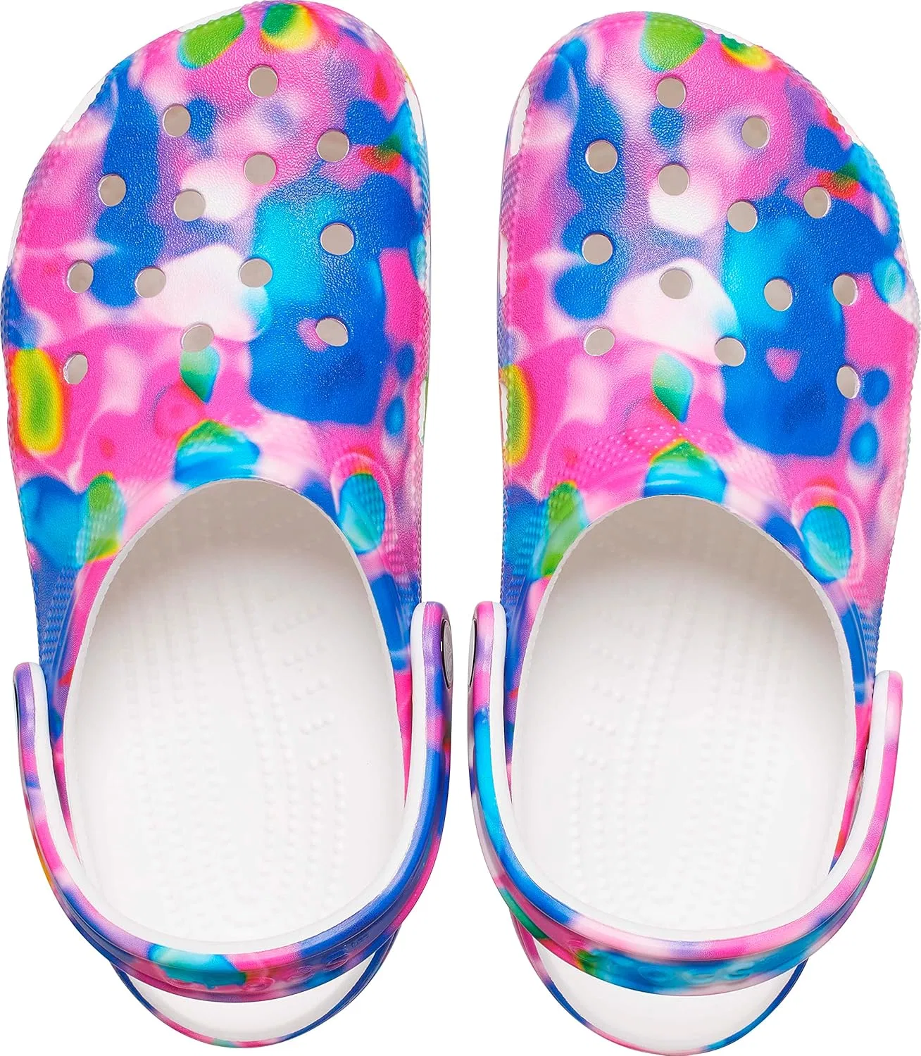Crocs Унисекс, мужские и женские классические сабо с принтом тай-дай, удобные повседневные слипоны для воды, White Pink — фото 4