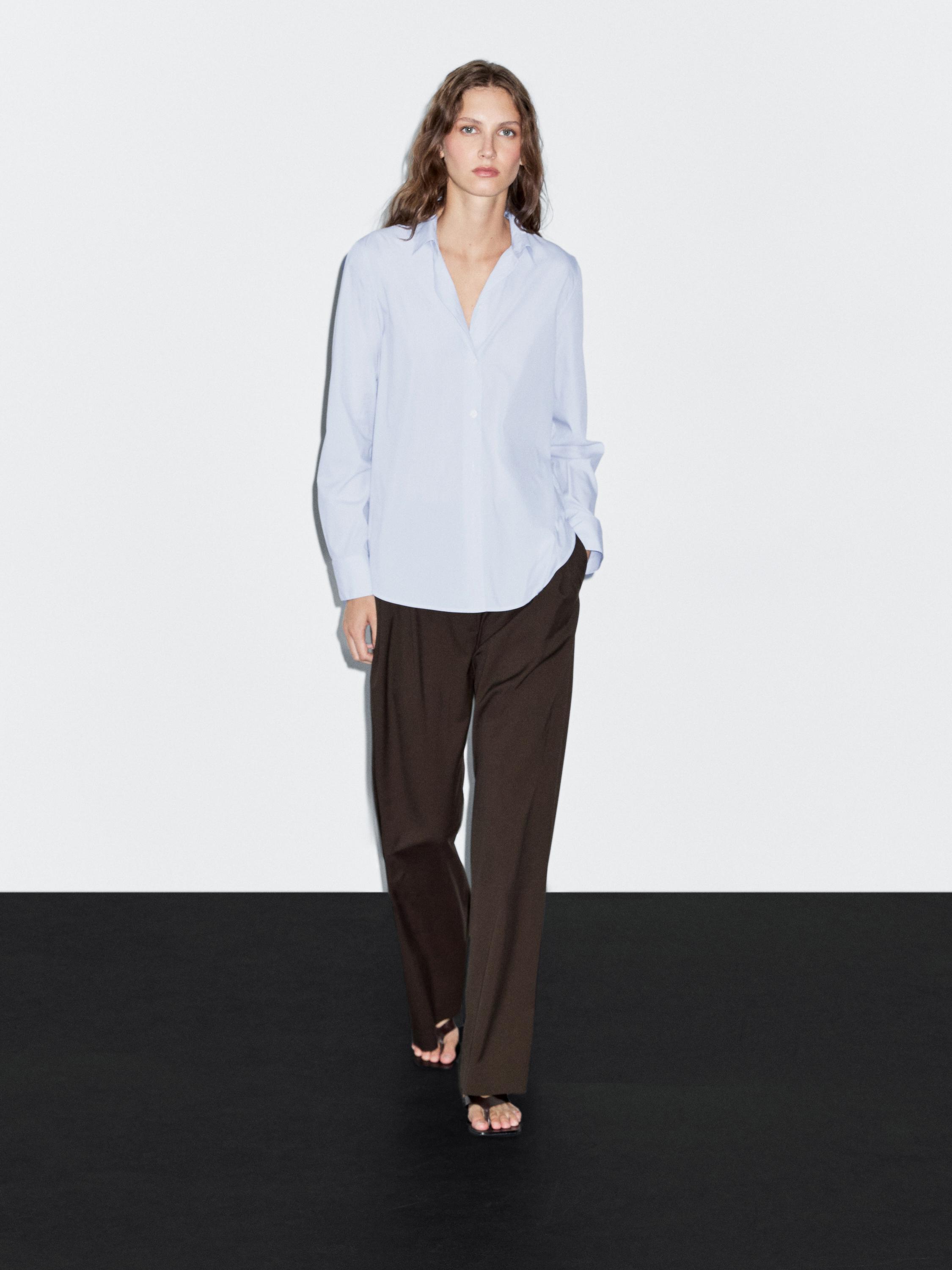 

Полосатая эластичная рубашка Massimo Dutti, Sky Blue