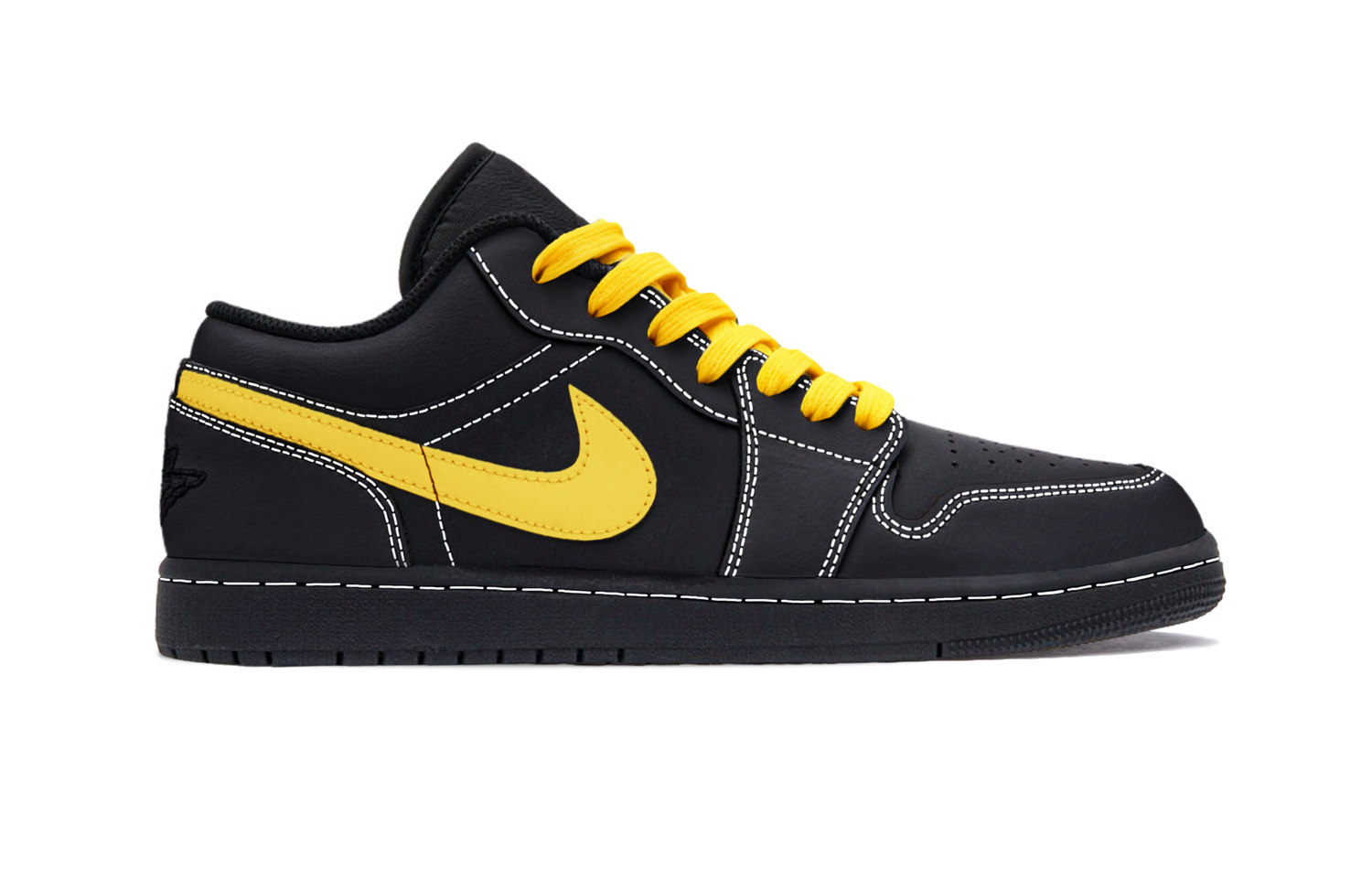 Jordan Air 1 Black Yellow AJ Cushioning, Wear Resistant Low top Vintage Basketball Shoes Men's Yellow Black — фото 3