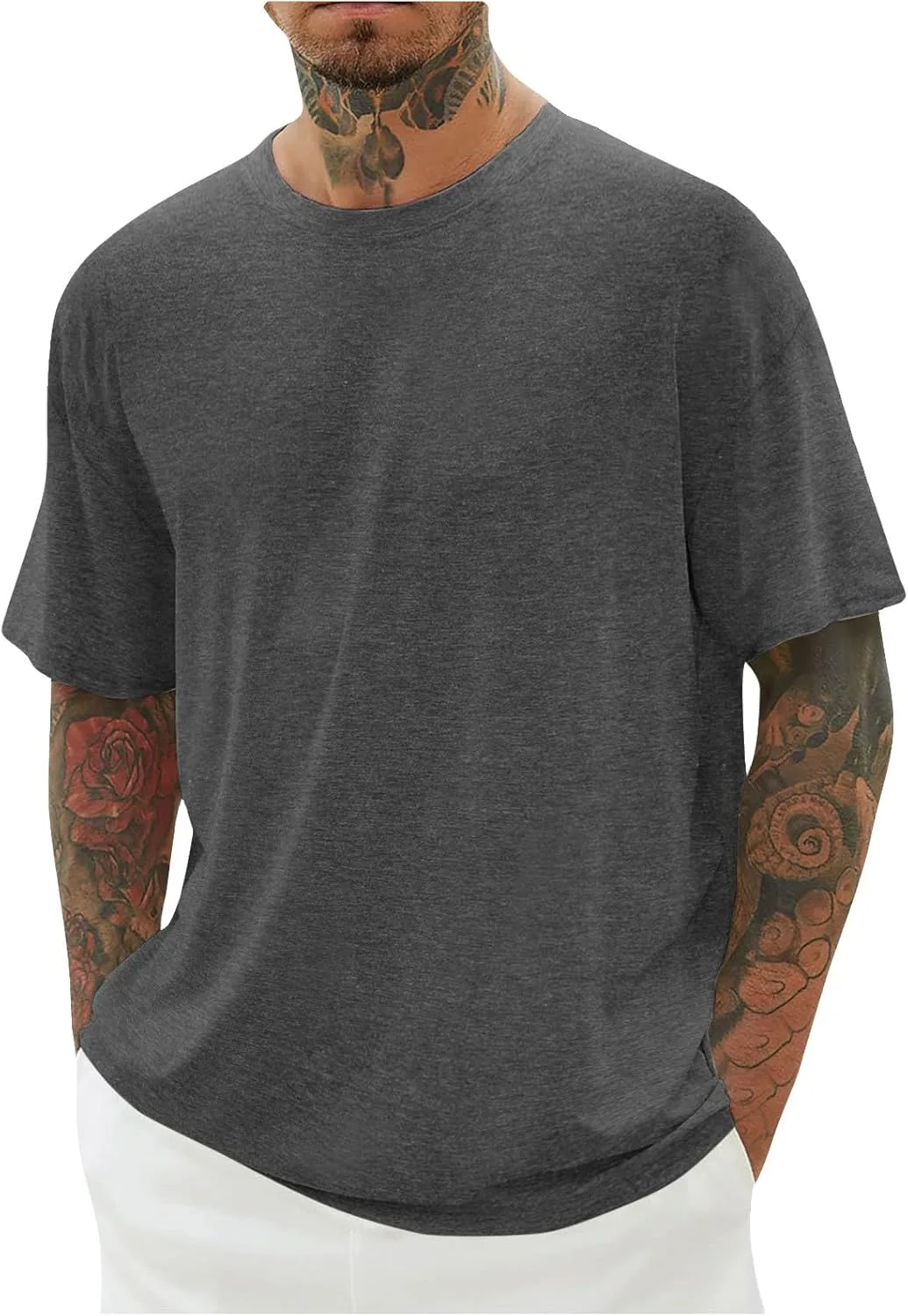 

Футболка мужская Oversized Casual короткий рукав Drop Shoulder Cotton