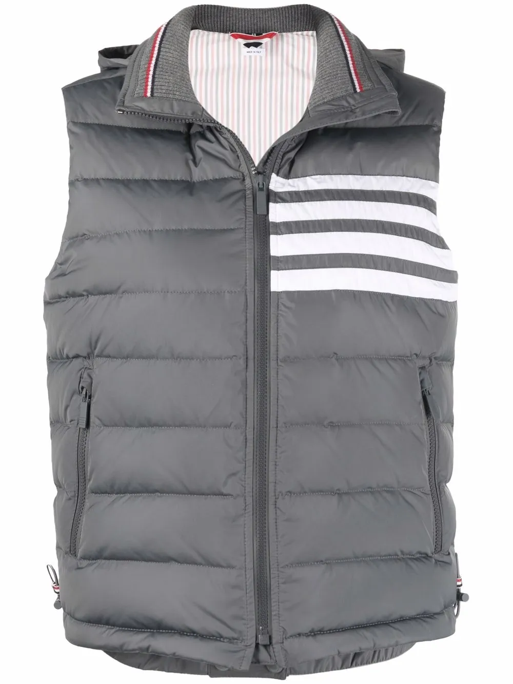 

Дутый жилет с полосками 4-Bar THOM BROWNE, серый