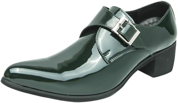 

Мужские ботинки Челси без застежек, высокие кожаные туфли с острым носком, низкие оксфорды с монк-пряжками, для бизнеса, свадьбы, официальных мероприятий и повседневной носки Zestrelax, зеленый