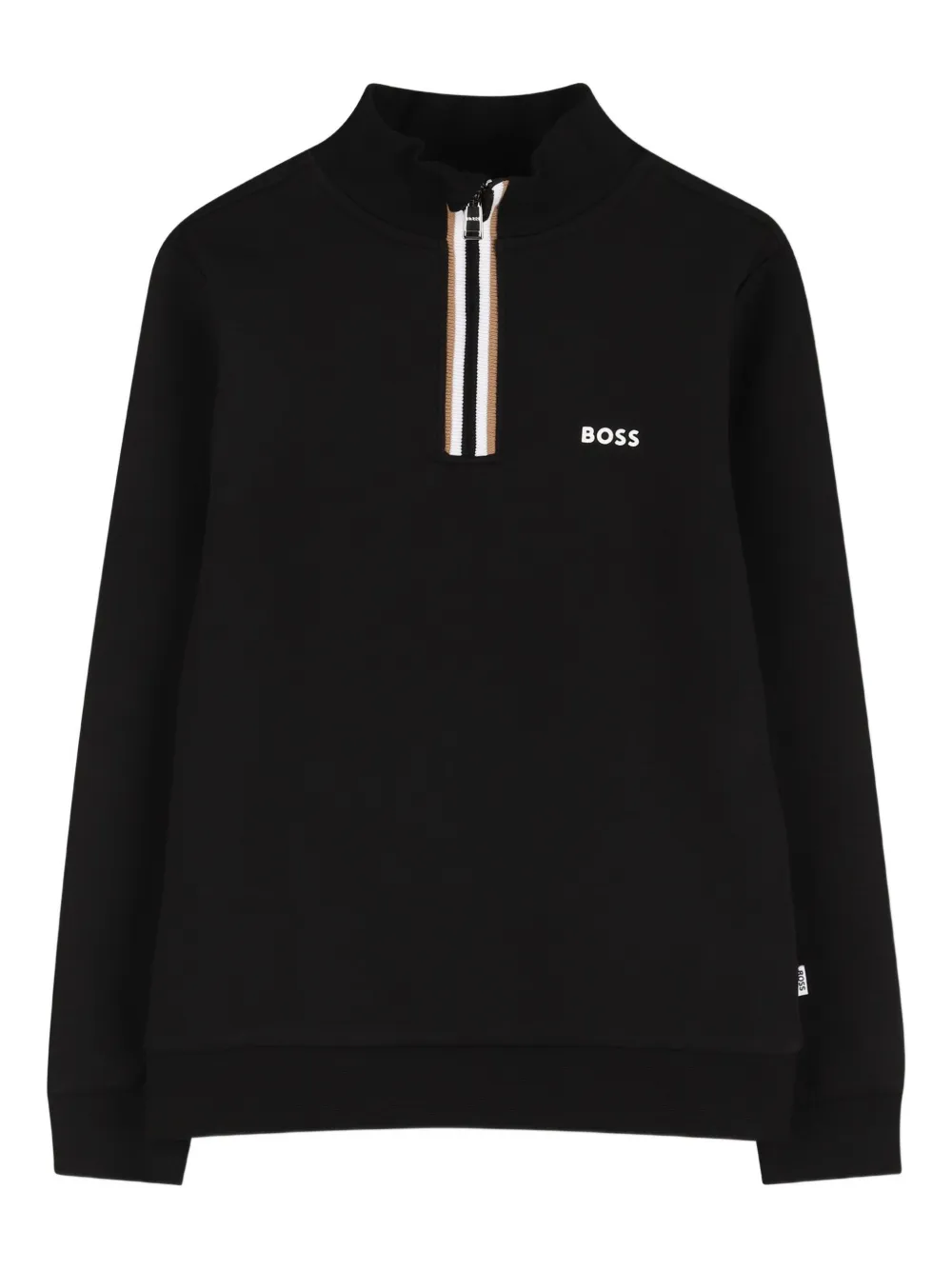 

Толстовка с воротником на молнии и логотипом BOSS Kidswear, черный