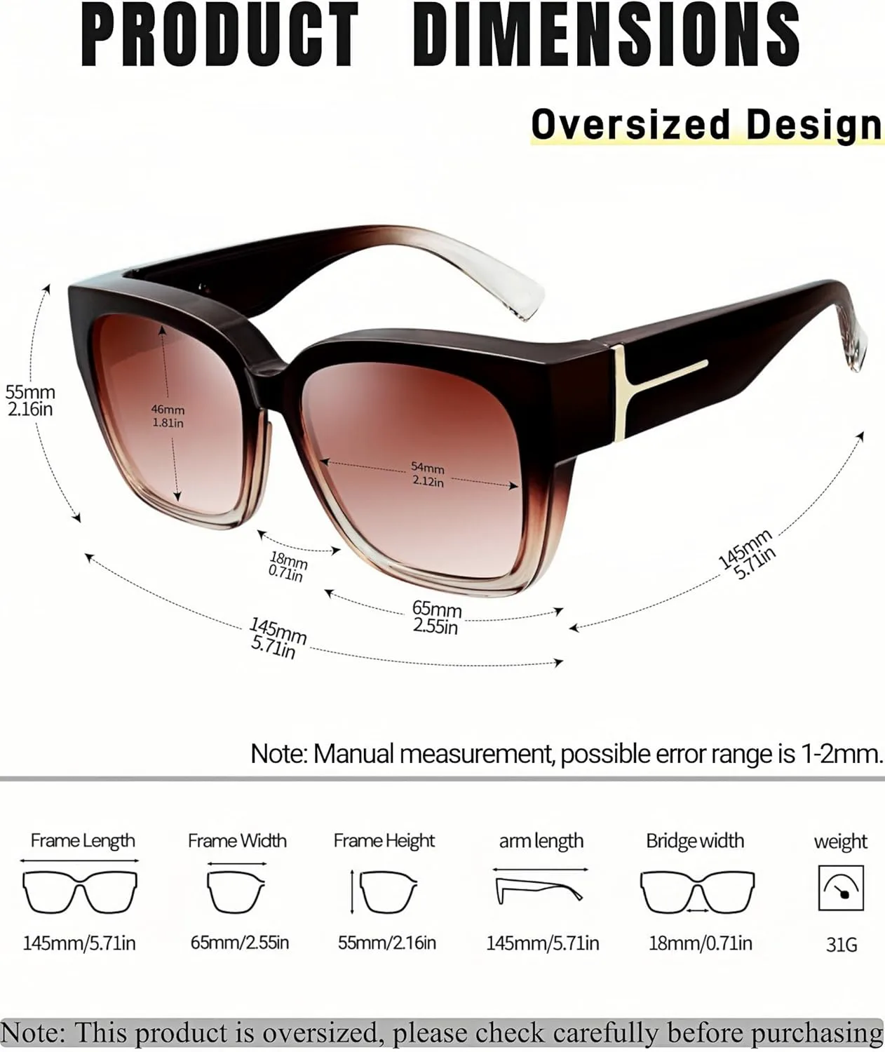 

KANASTAL Солнцезащитные очки поверх очков, поляризованные, увеличенного размера, модные, облегающие, комплект из 2 штук, 【a01】tortoise/Brown+gradient Brown/Brown