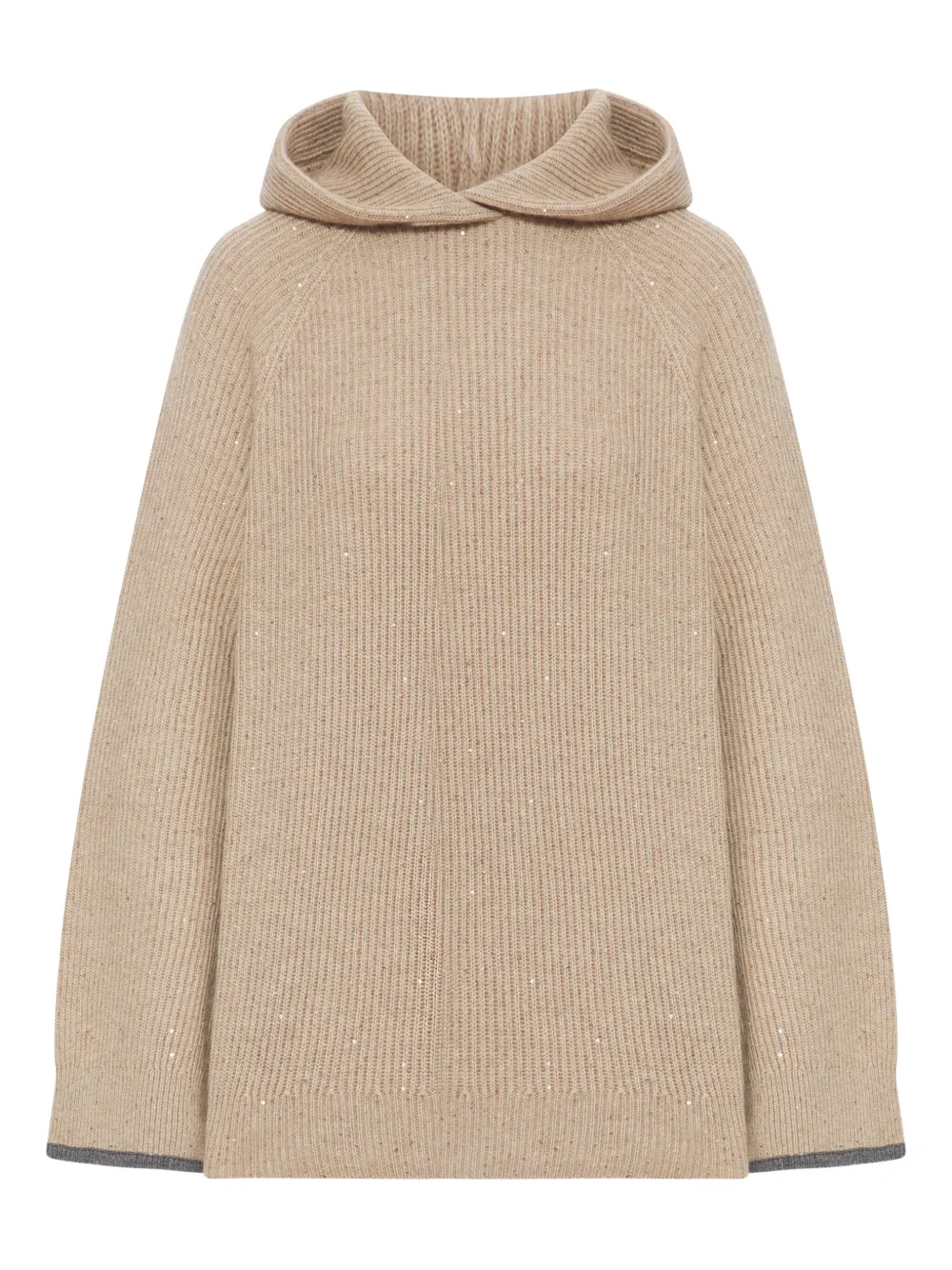 

Кашемировый свитер с капюшоном и пайетками Brunello Cucinelli, нейтральный