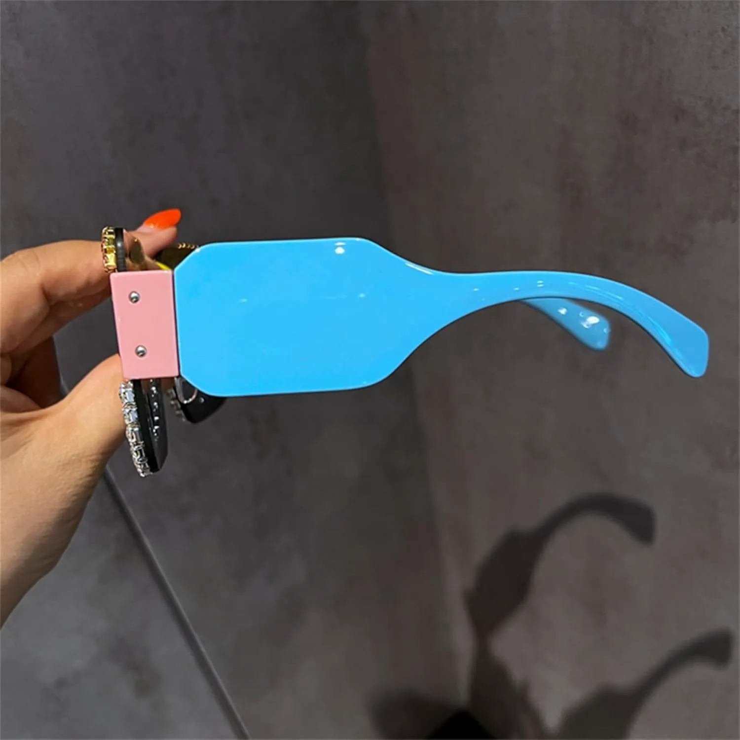 

Солнцезащитные очки Willochra Square Shiny Diamond Rimless Sunglasses Women Full Crystal Rhinestone Sunglasses Female bling Party Eyeglasses, 2pcs-black&pink