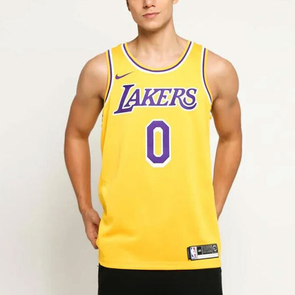 Спортивная футболка los angeles lakers kyle kuzma swingmen jersey yellow Nike, желтый — фото 4
