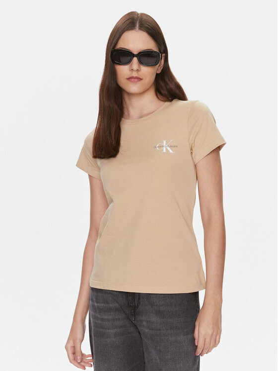 

Комплект из 2 футболок узкого кроя Calvin Klein, бежевый