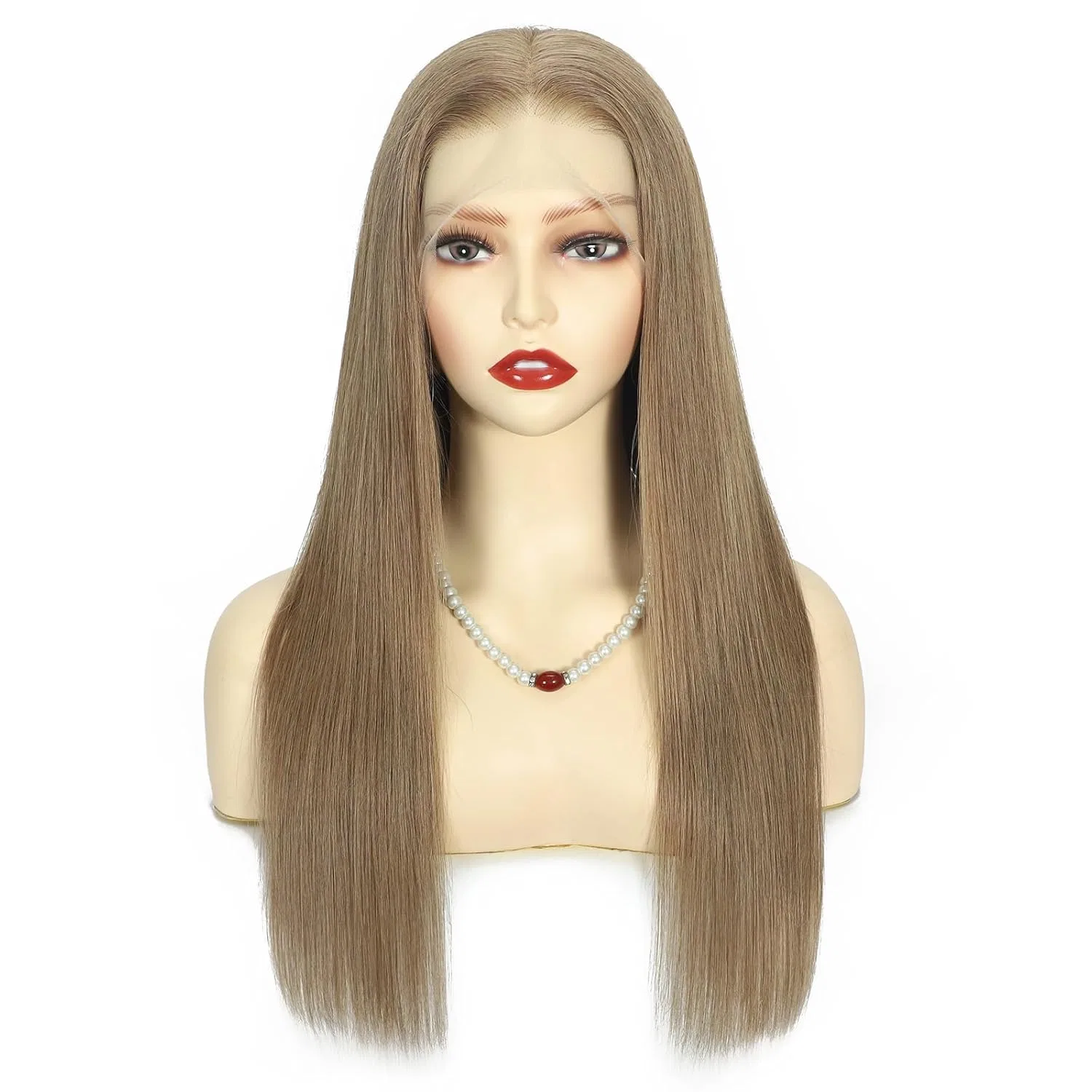 Парик из натуральных волос Remy, полностью кружевной, светло-коричневый, 50 см Larafona, 8# Light Brown — фото 2