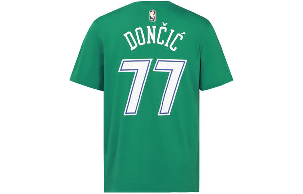Футболка баскетбольные логотип круглый ворот короткий рукав dallas mavericks doncic № 77 Nike, зеленый — фото 2