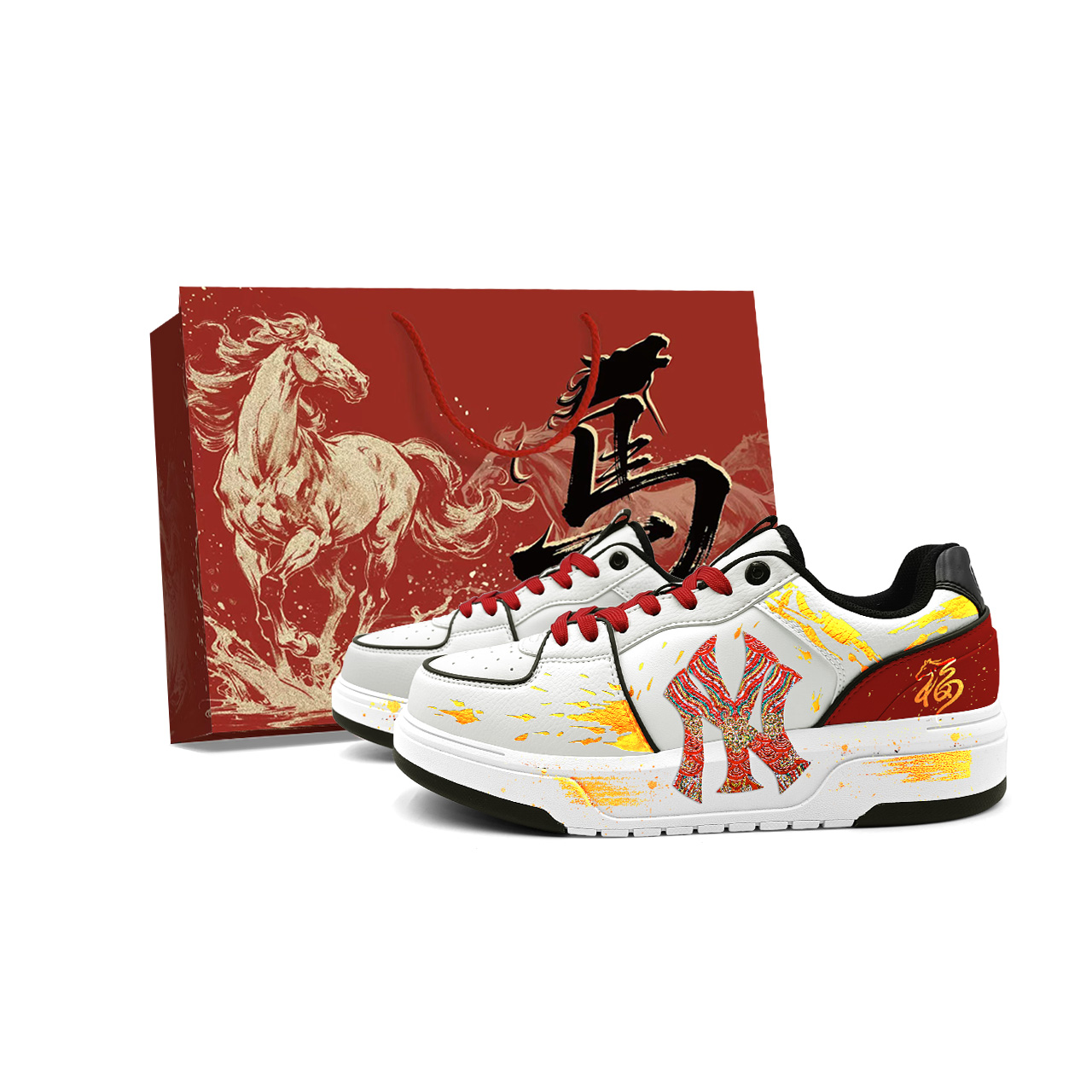 

MLB Кроссовки для скейтбординга Chunky Liner Low top Unisex красные белые gold