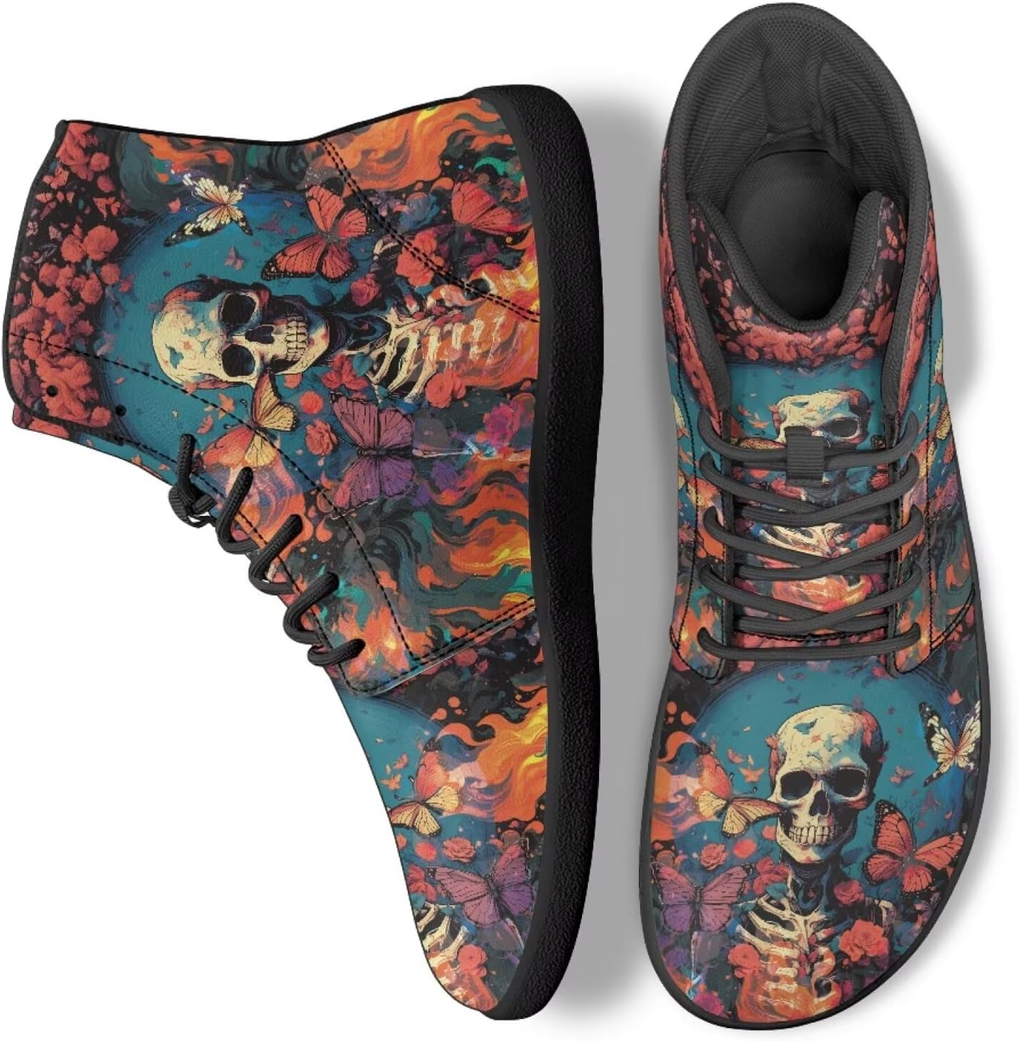 

Кроссовки Binienty для мужчин и женщин, широкие, модные, легкие, высокие, Fire Skeleton Butterflies