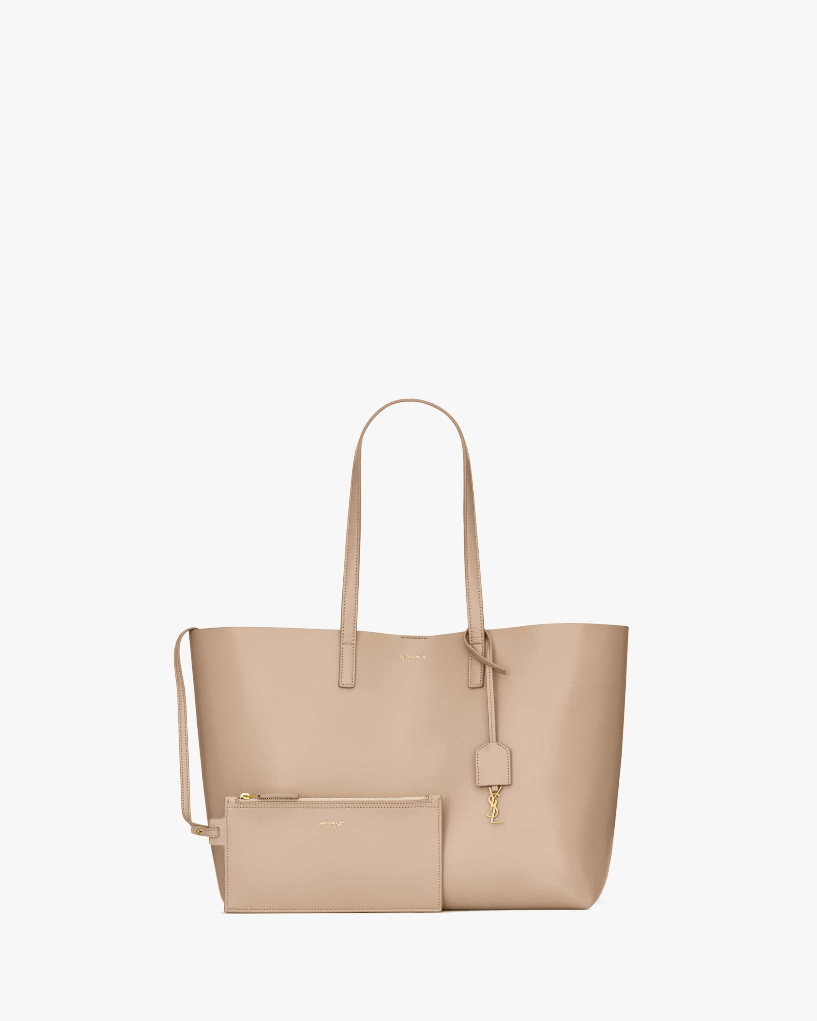 Сумка Shopping Saint Laurent из кожи, бежевый — фото 2