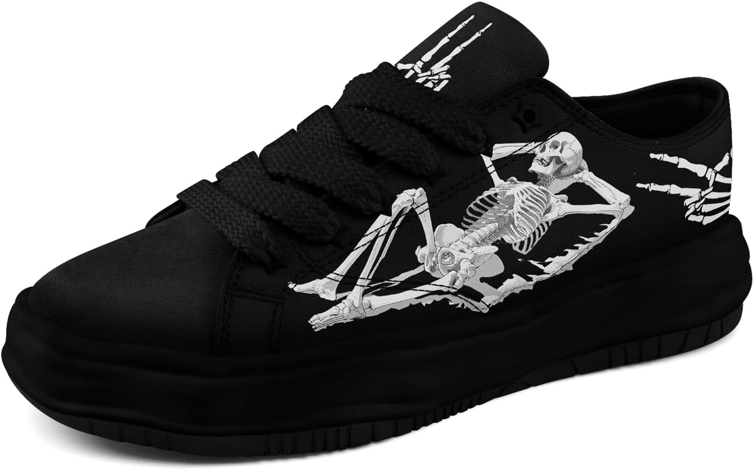 

Кеды на низкой подошве для мужчин и женщин, яркие с черепом, легкие и удобные для прогулок Coolcustomize, черный