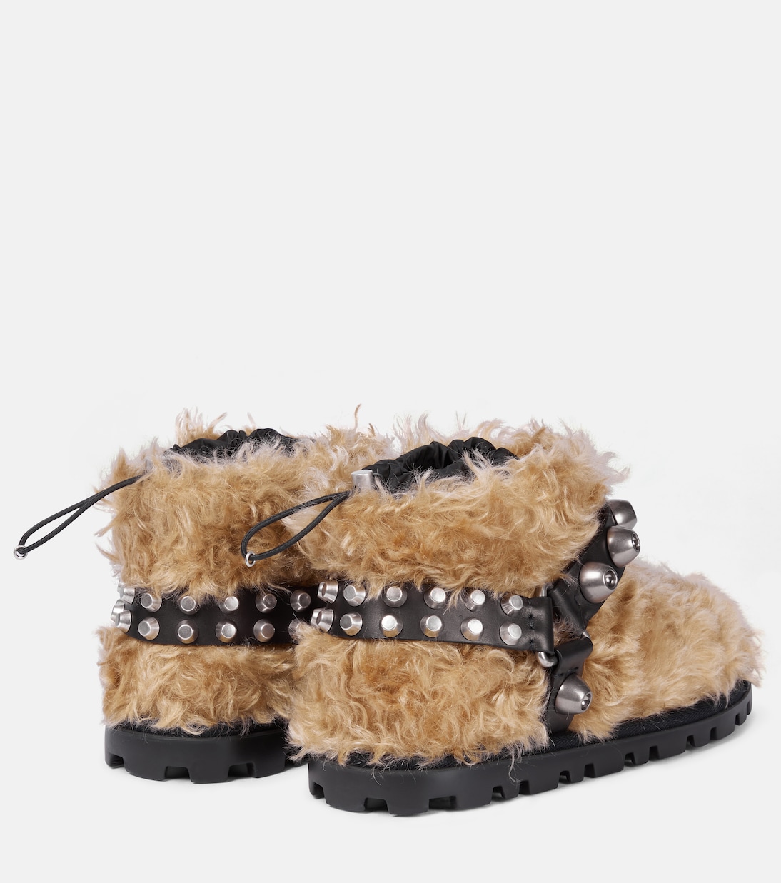 Ботильоны с заклепками и плюшевыми мишками Miu Miu, Camello — фото 3