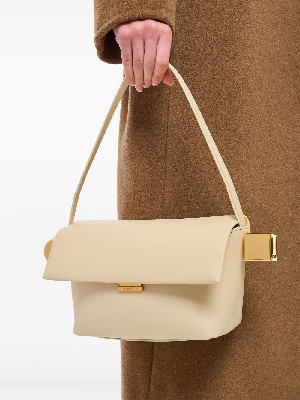 Кожаная сумка через плечо с металлической застежкой JACQUEMUS, нейтральный — фото 2