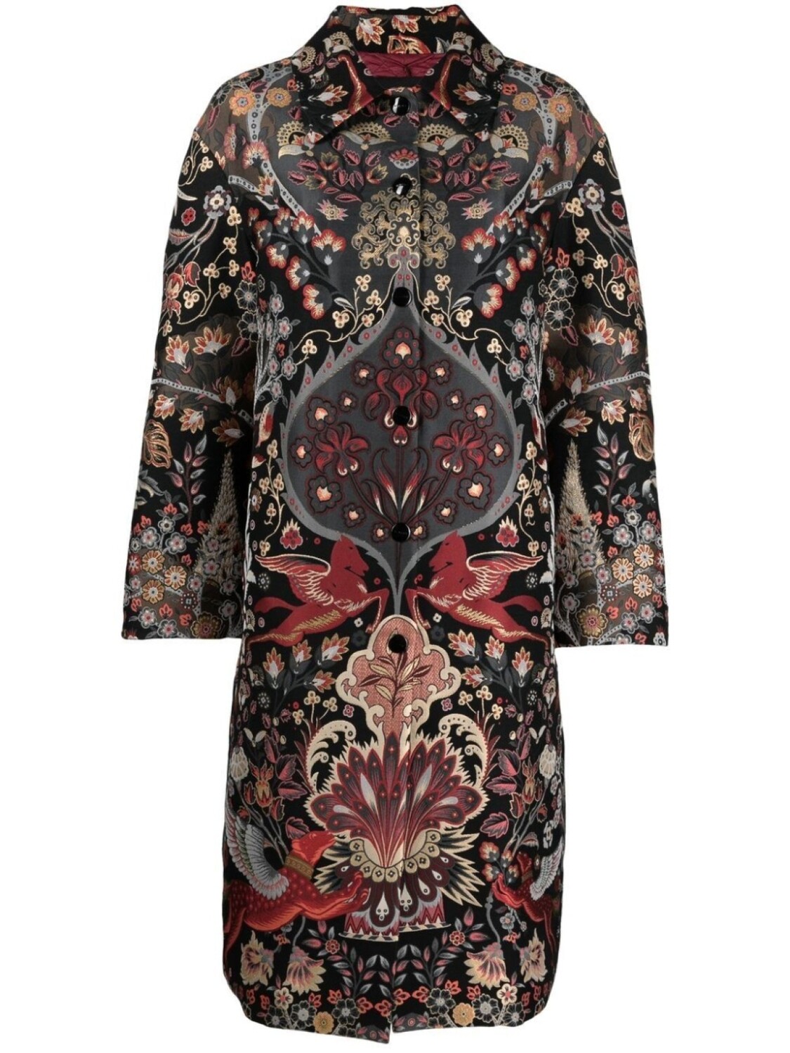 

ETRO жаккардовое однобортное пальто, черный