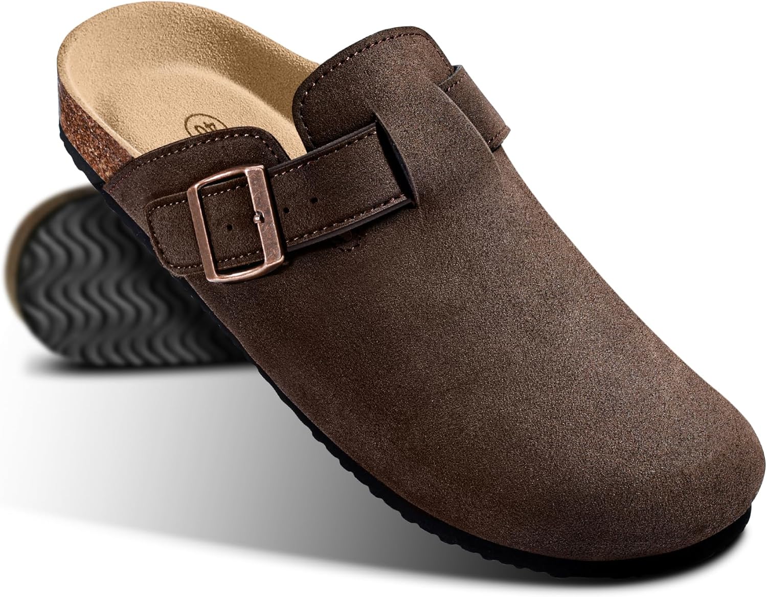 

Мужские сабо KEMISANT - удобные замшевые мюли, тапочки-сандалии, обувь для медсестер, унисекс - с мягкой пробковой стелькой, темно-коричневый