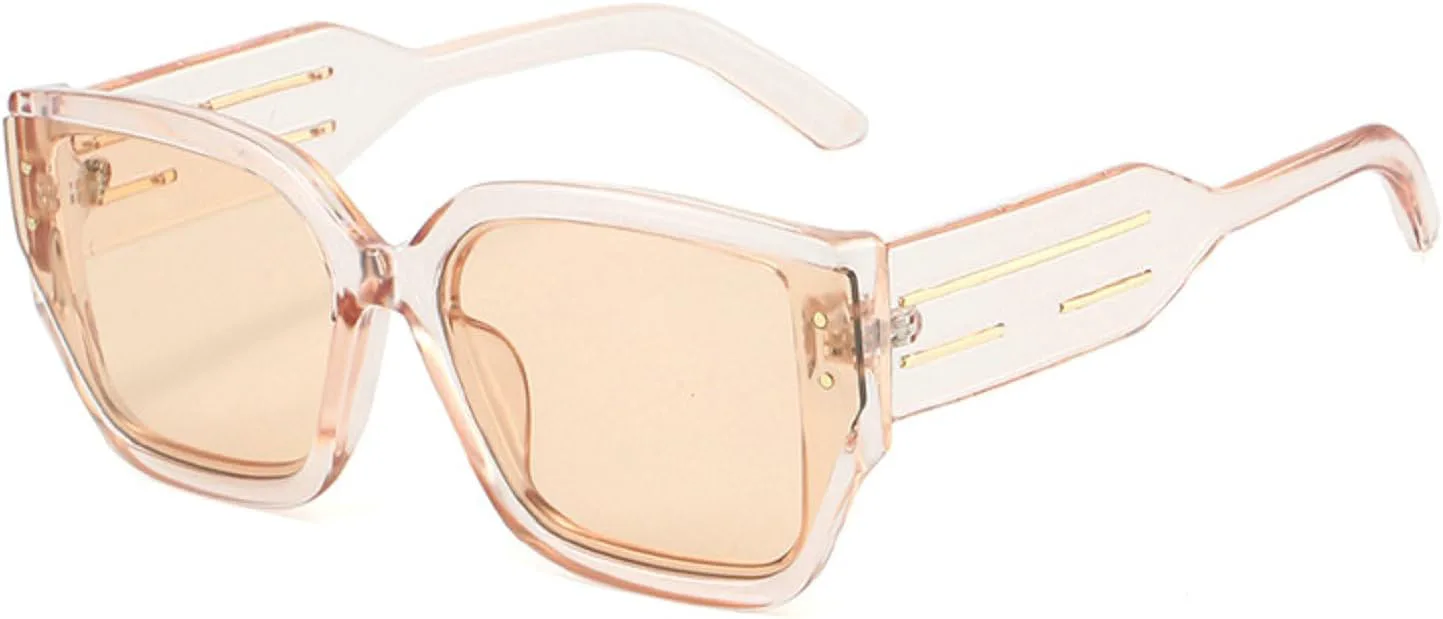 

Ретро-солнцезащитные очки-пилот для женщин и мужчин, модные, с толстой квадратной оправой, в стиле панк, винтажные очки-пилот «кошачий глаз» mincl, Champagne