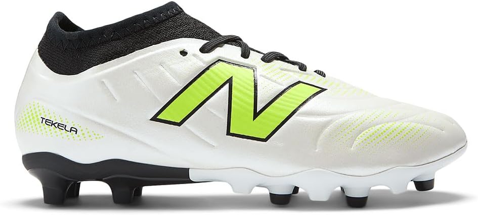 Детские кроссовки New Balance Tekela Team Low Laced Fg V5 (унисекс), белый/черный/зеленый — фото 3