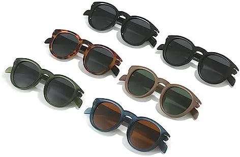 

Солнцезащитные очки в стиле ретро, ​​круглые, круглые, для мужчин, защита от УФ-излучения UV400, зеленые, для женщин, с заклепками MTZJH, Brown Dark Green