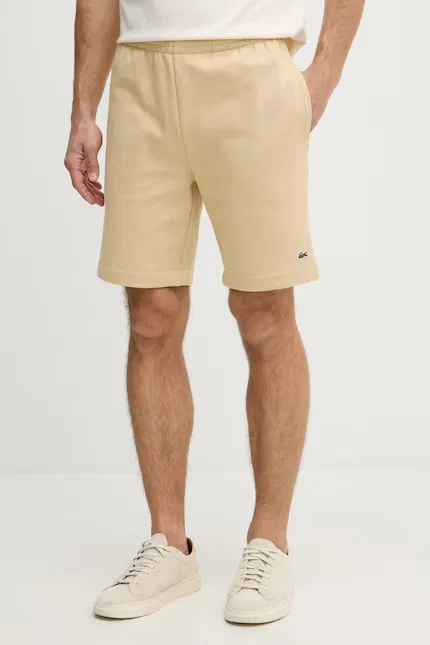 Шорты спортивные из хлопка Lacoste, бежевый