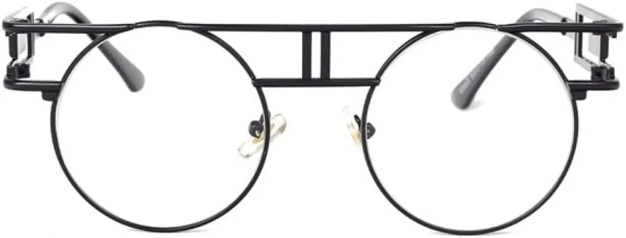 

Круглые солнцезащитные очки из сплава для женщин и мужчин, с большой оправой, зеркальные, в стиле стимпанк, с защитой от УФ-излучения UV400 MTZJH, C16black-clear